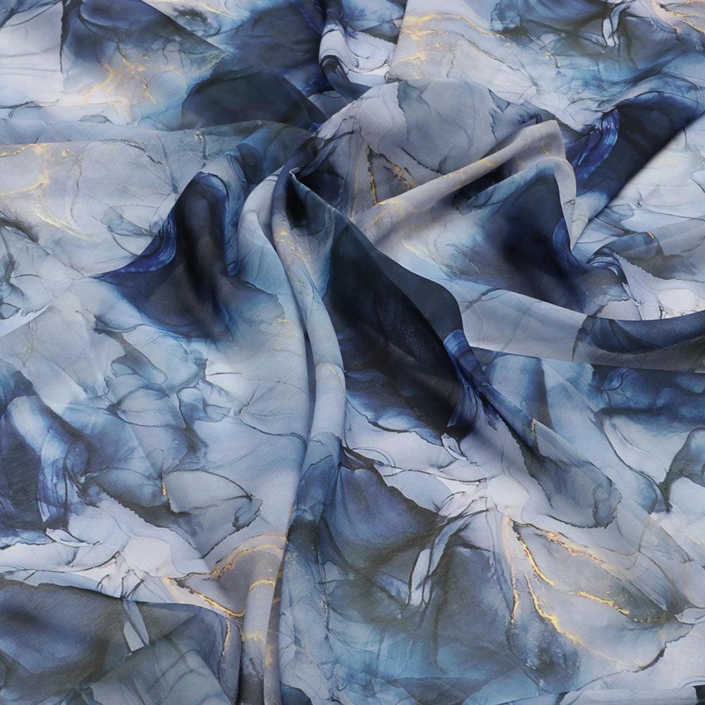 Blue Decorative Weightless Printed Fabric - Image 3