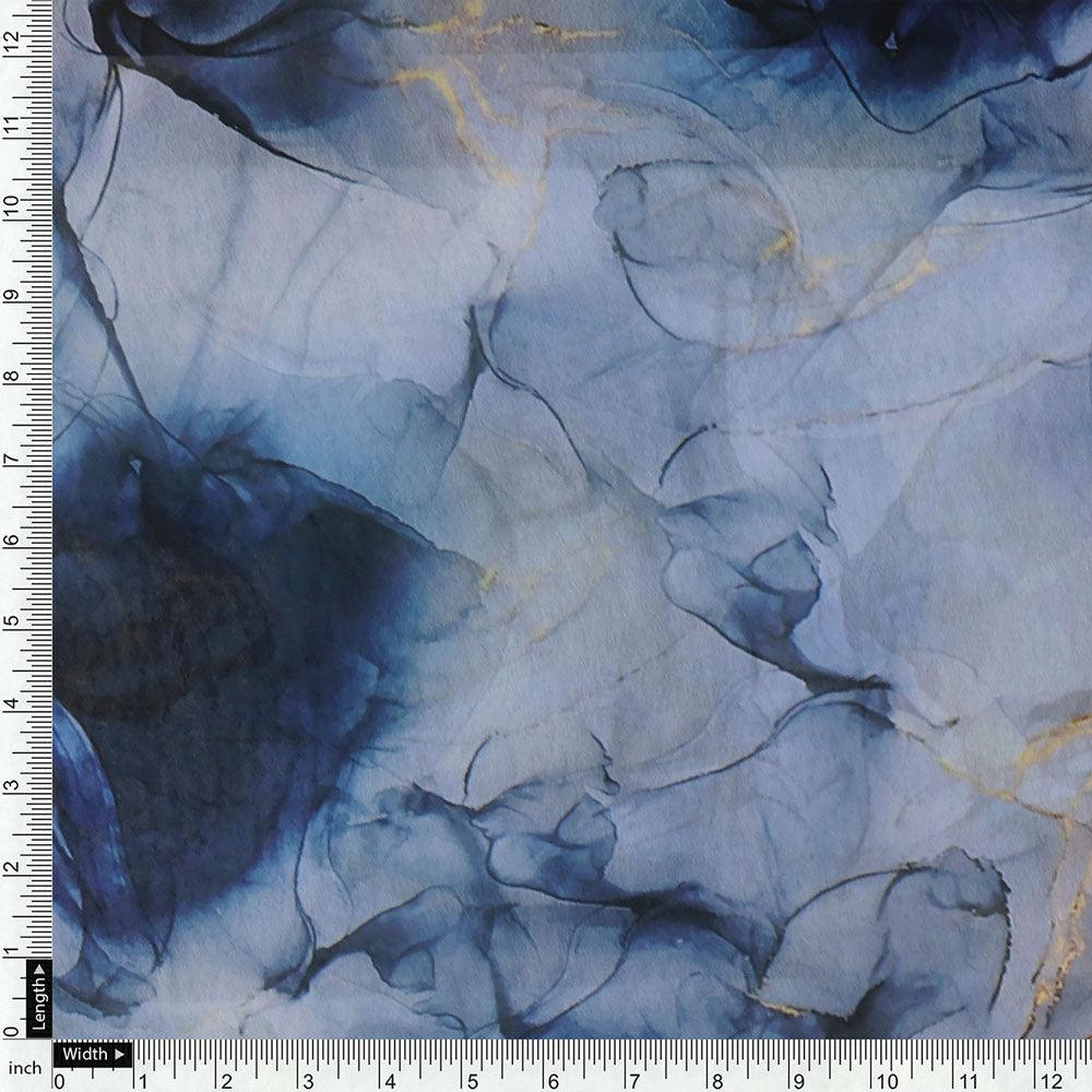 Blue Decorative Weightless Printed Fabric - Image 4