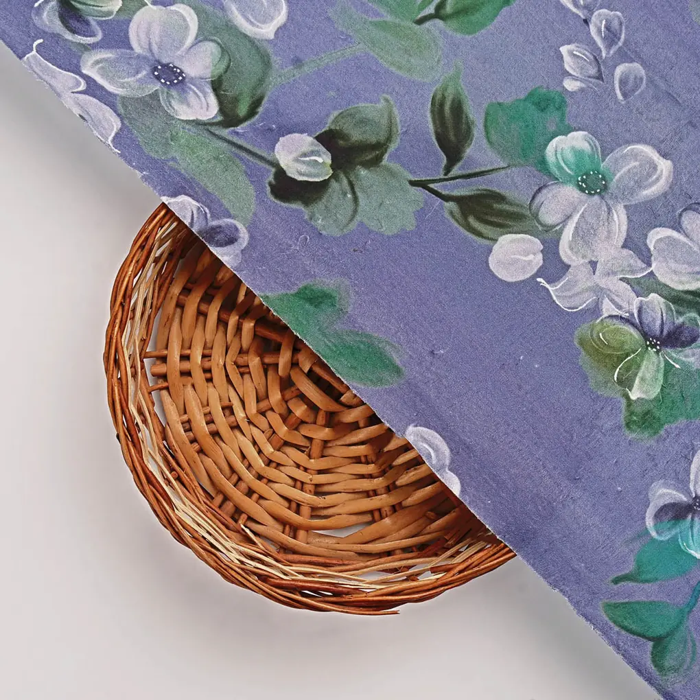 Blue Floral Printed BSY Velvet - Image 3