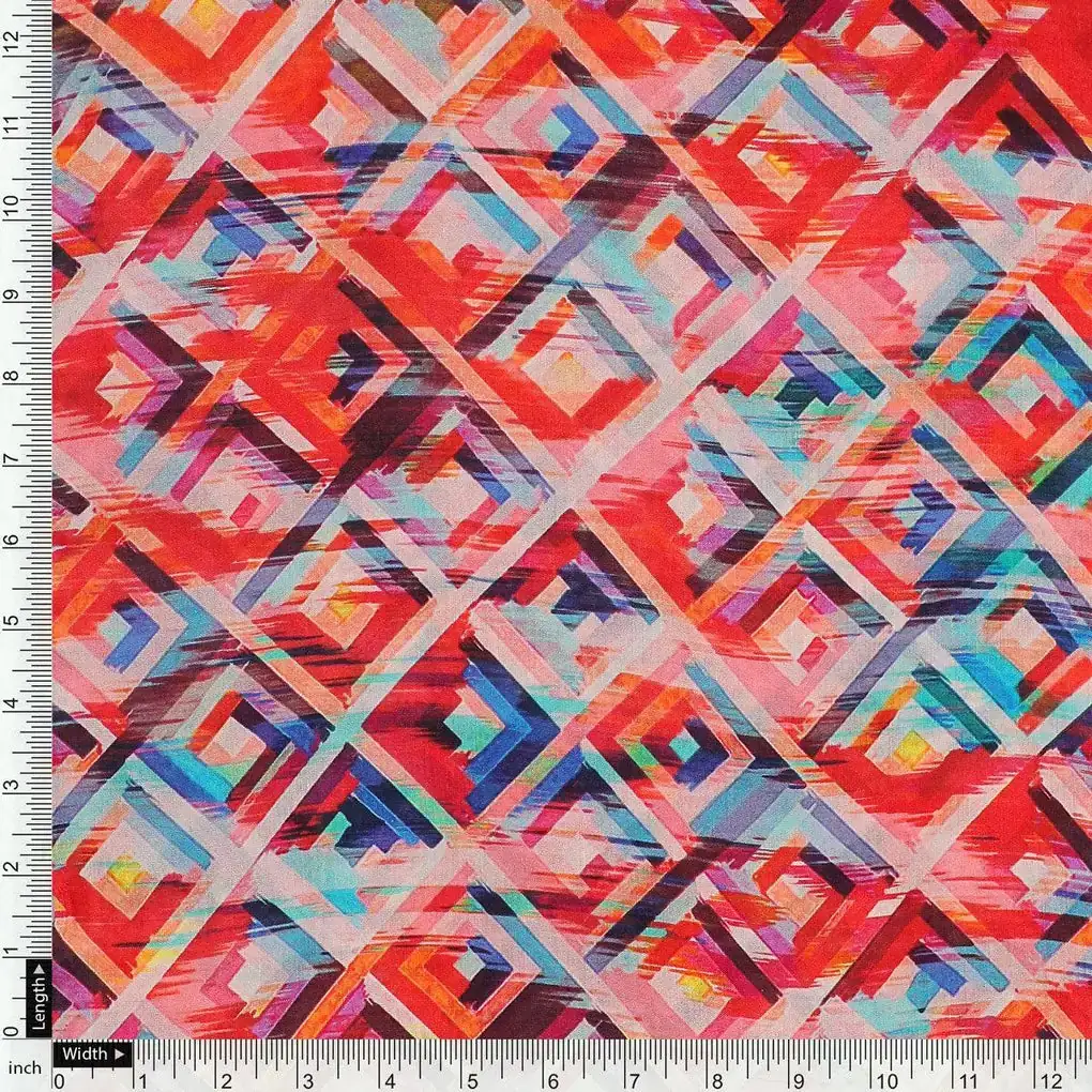 Beautiful Geometric Printed Pure Muslin Fabric - Image 4