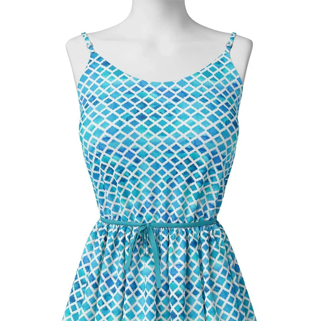 Blue Lattice Lovely Seamless Digital Printed Fabric - Image 2