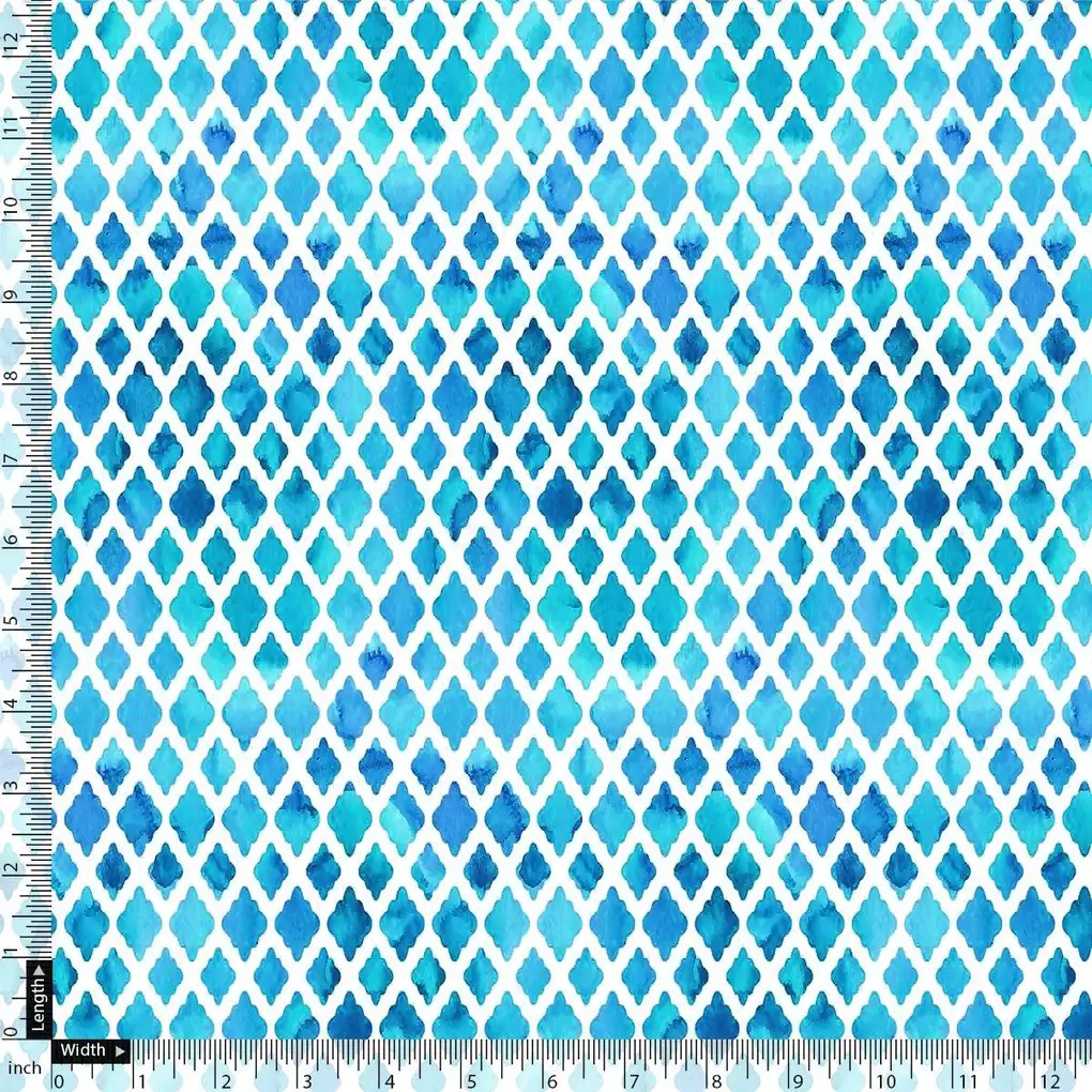 Blue Lattice Lovely Seamless Digital Printed Fabric - Pure Georgette - Image 4