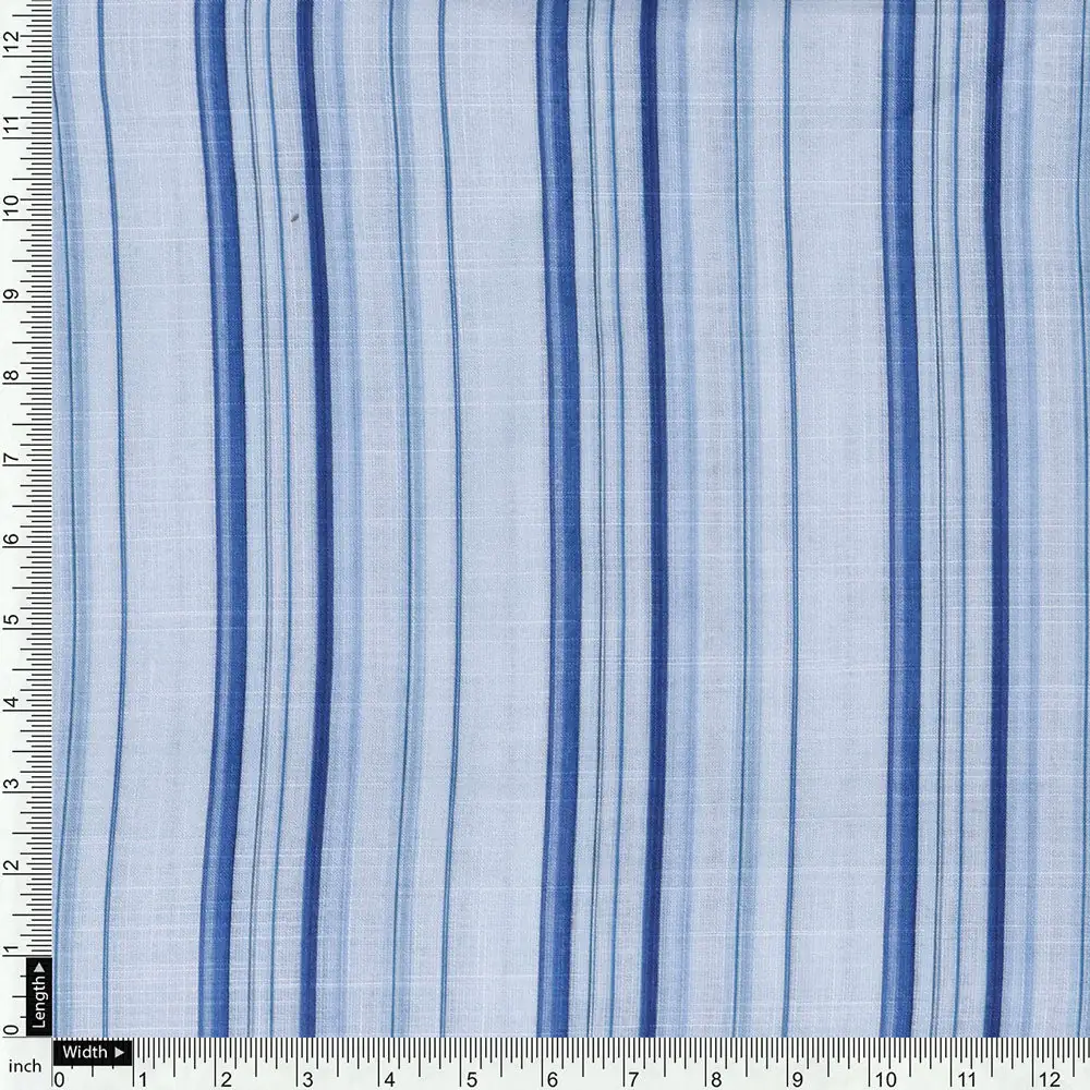 Blue Linen Printed Unstitched Fabric Set (5 Meter Set) - Image 6