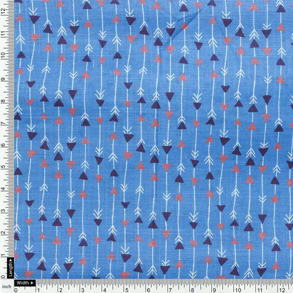 Blue Linen Printed Unstitched Fabric Set (5 Meter Set) - Image 6