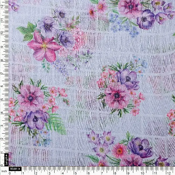 Blue Linen with Floral Bouquet Print - Image 4