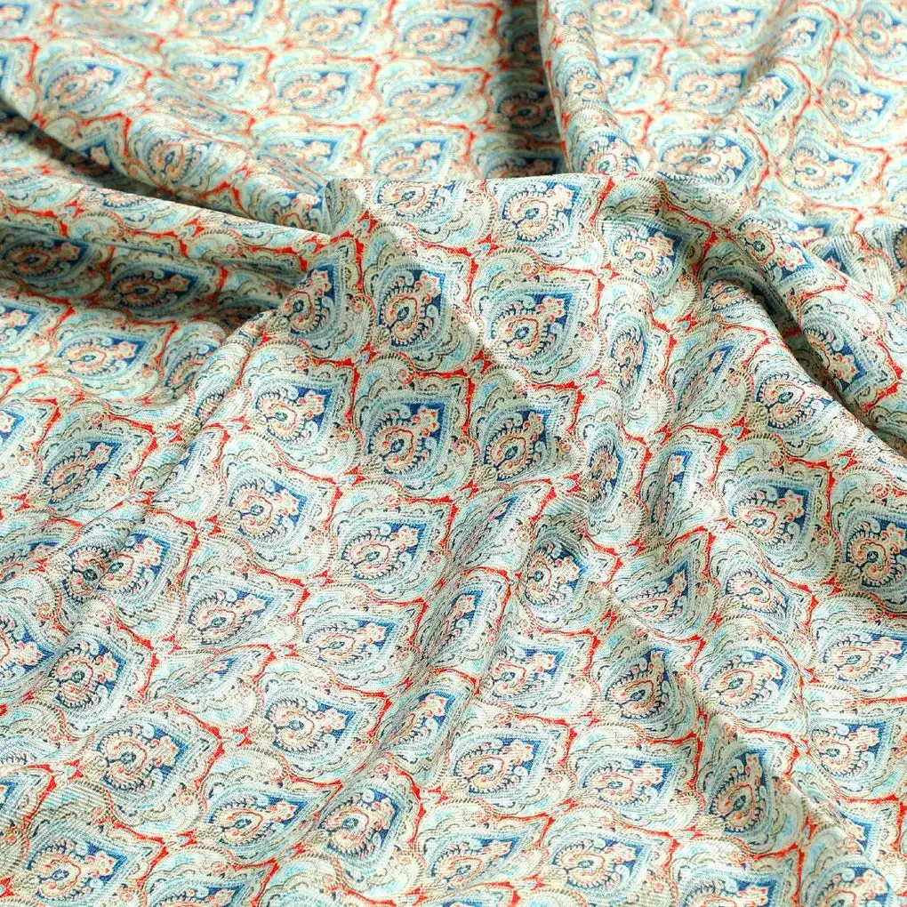 Blue Moroccan Pashmina Printed Fabric - Image 3