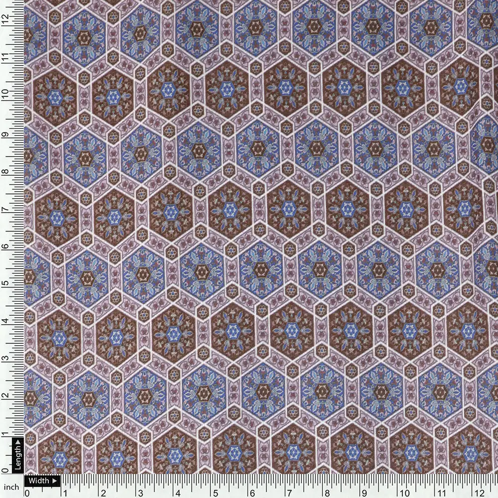 Blue Mul Cotton Printed Unstitched Fabric Set (5 Meter Set) - Image 5
