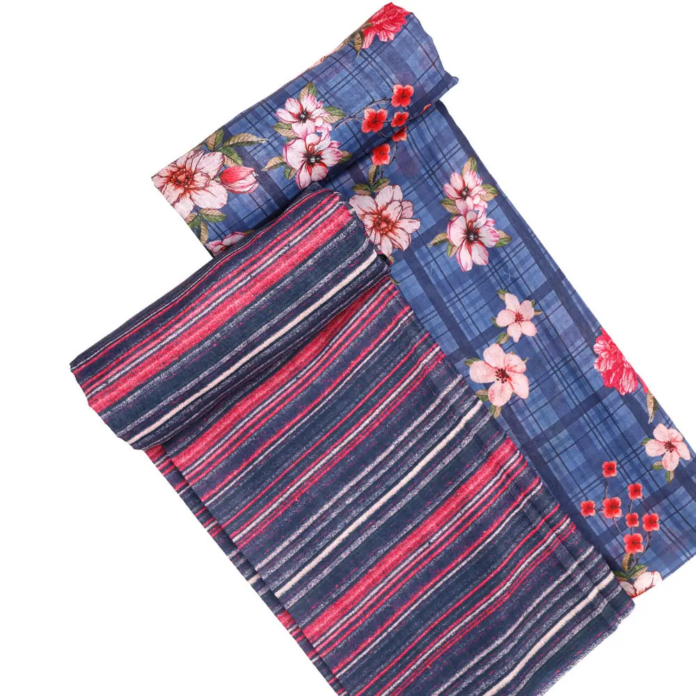 Blue Mul Cotton Printed Unstitched Fabric Set (5 Meter Set) - Image 4
