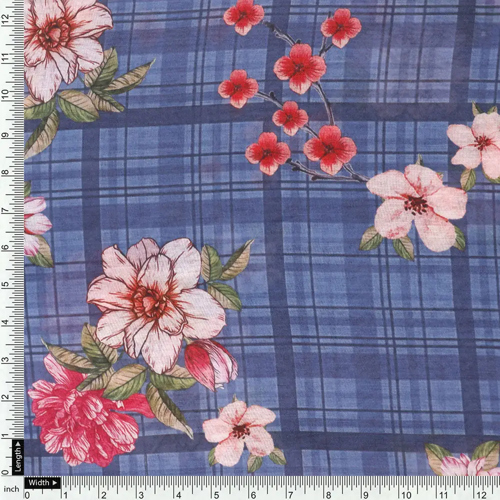 Blue Mul Cotton Printed Unstitched Fabric Set (5 Meter Set) - Image 5