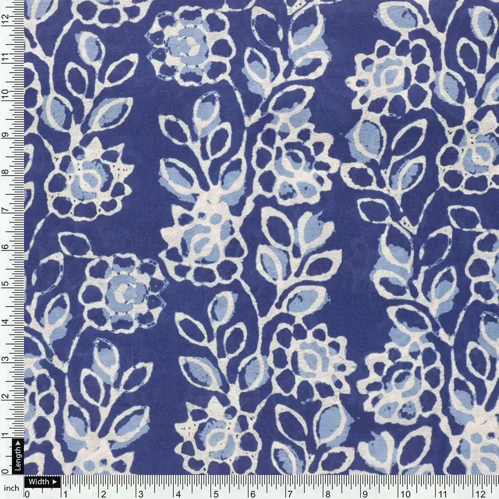 Blue Mul Cotton Printed Unstitched Fabric Set (5 Meter Set) - Image 5