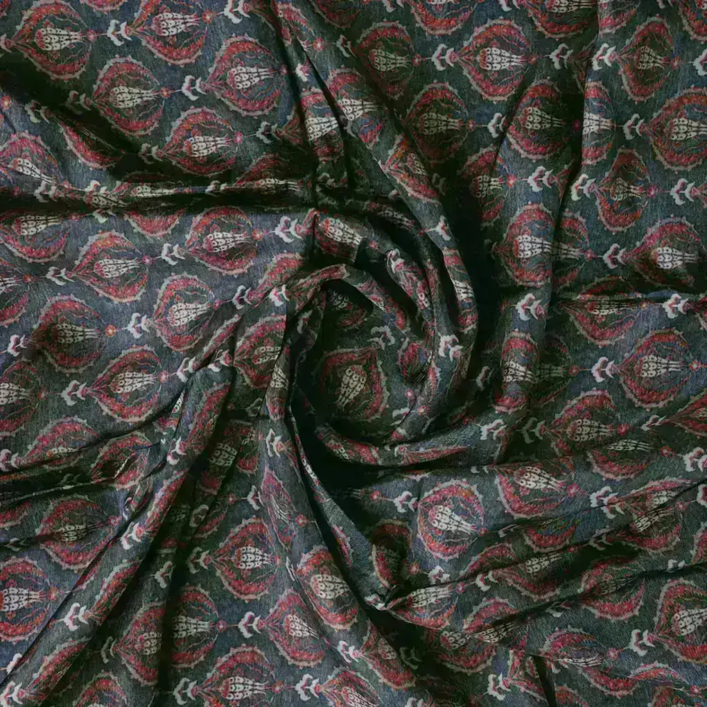 Blue Ogee Pattern Digital Printed Fabrics - Image 2