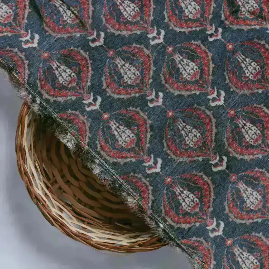 Blue Ogee Pattern Digital Printed Fabrics - Image 3