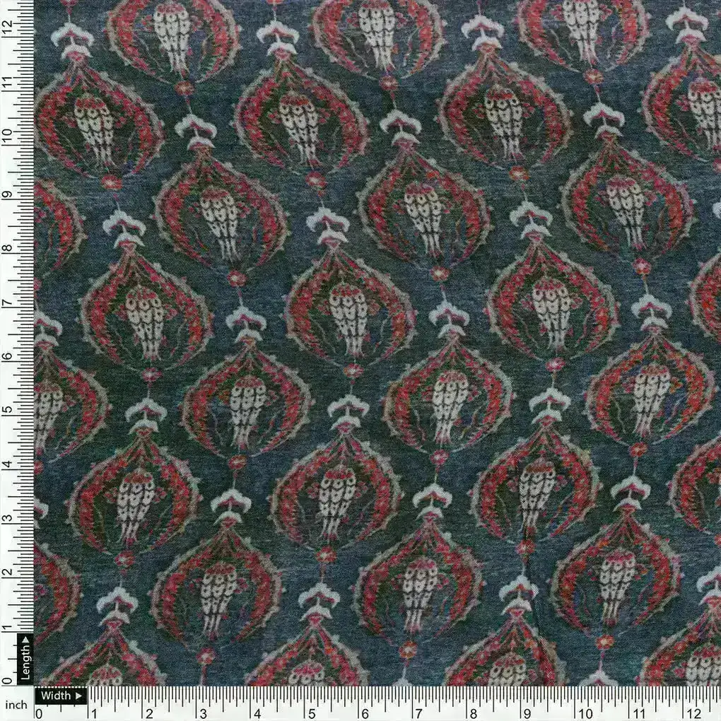 Blue Ogee Pattern Digital Printed Fabrics - Image 4