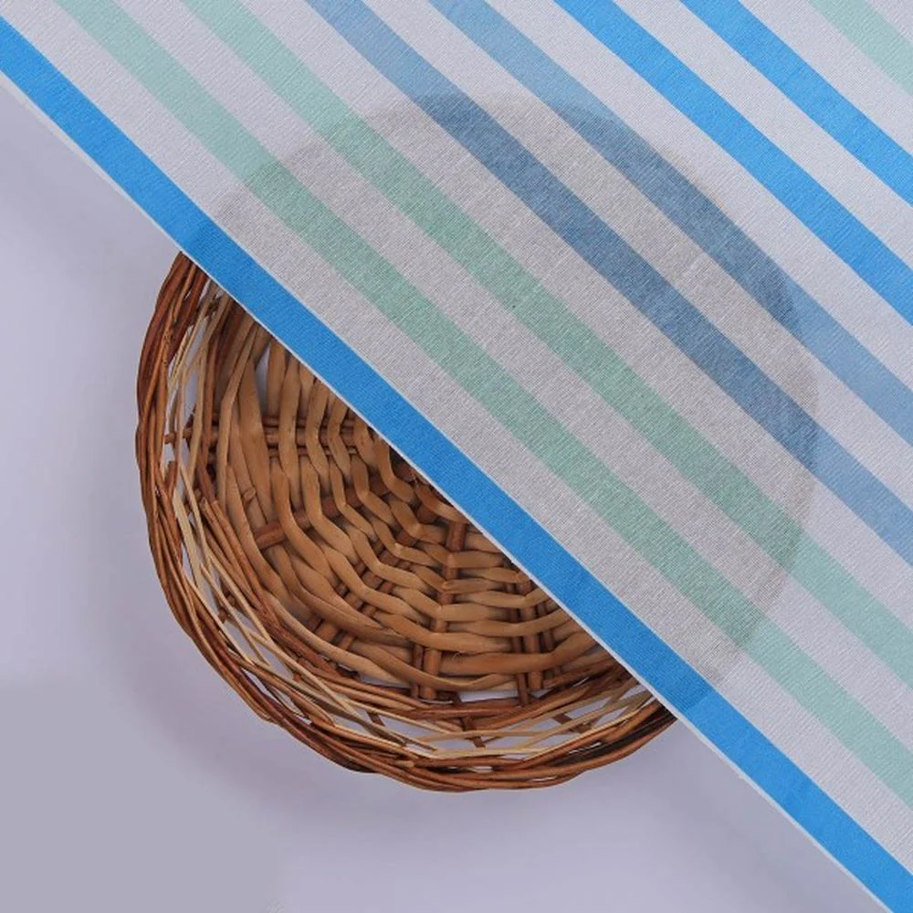 Blue & Sea Green Striped Tusser Silk Fabric for Kurtas - Image 3