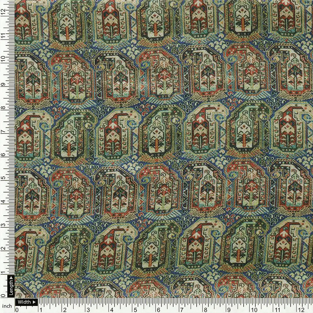Blue Southwestern Pashmina Printed Fabric - Image 4
