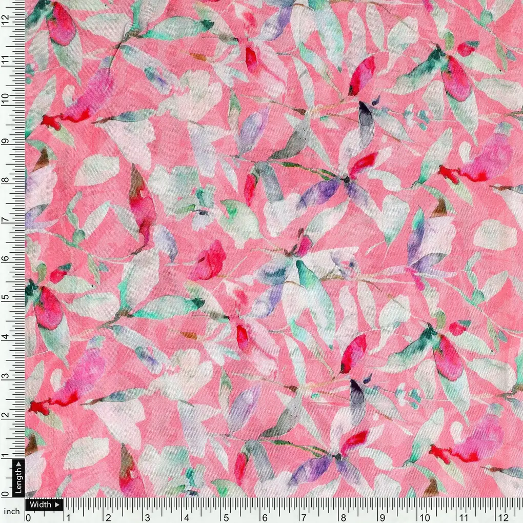 Red Watercolor Pure Muslin Printed Fabric Material - Image 4