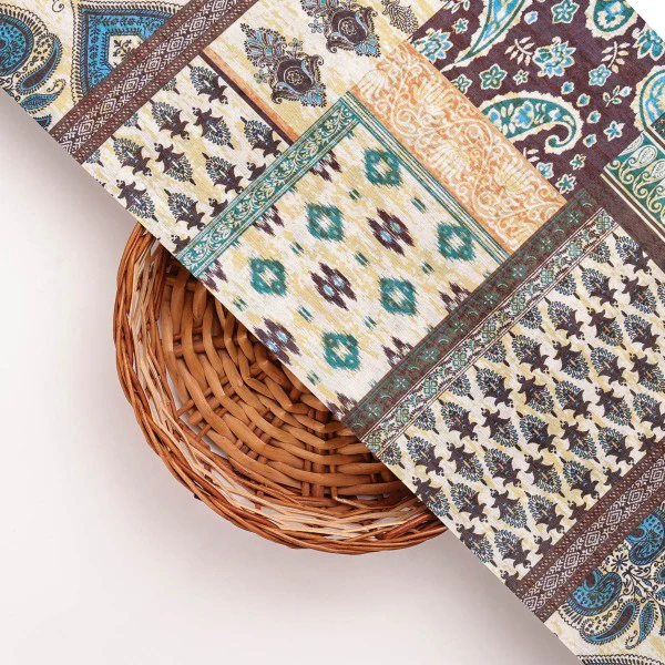 Bohemian Paisley Patchwork Dola Silk Fabric - Image 3