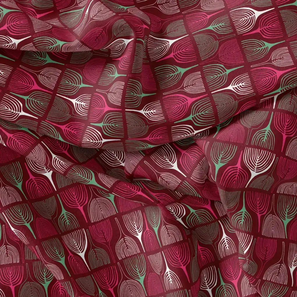 Bold Colourful Mahogany Leaf Digital Printed Fabric - Image 3