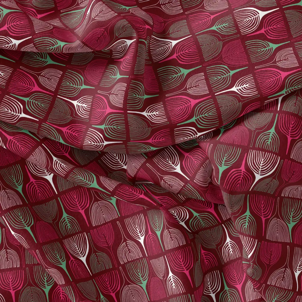 Bold Colourful Mahogany Leaf Digital Printed Fabric - Pure Georgette - Image 3