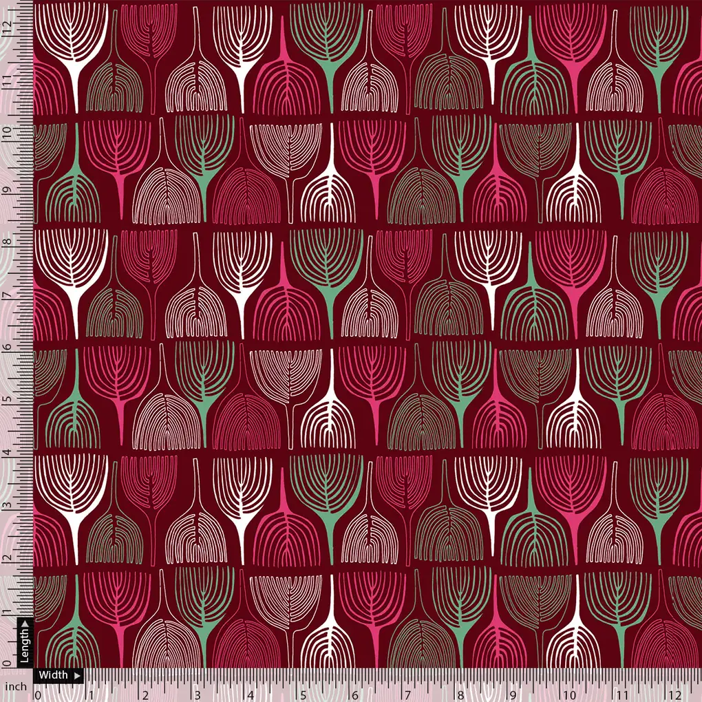 Bold Colourful Mahogany Leaf Digital Printed Fabric - Pure Georgette - Image 4