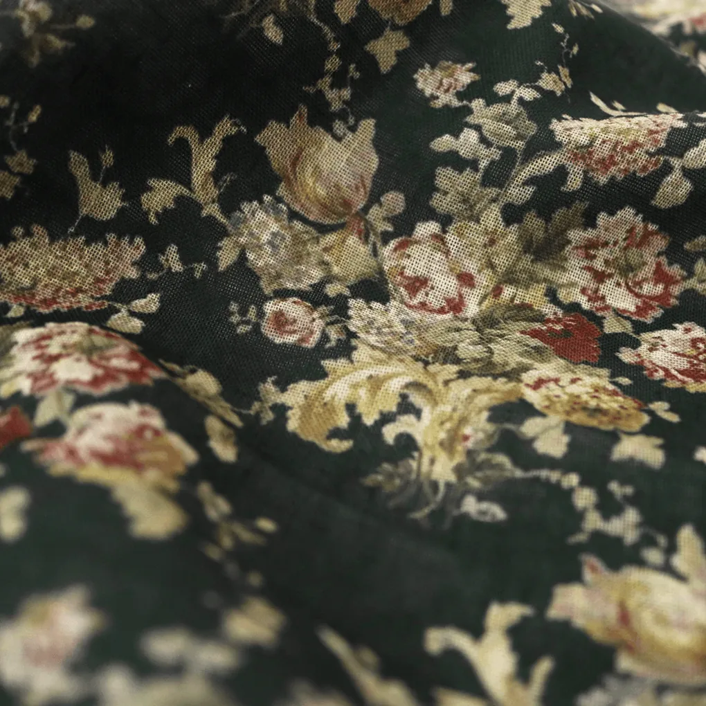 Botanical Calico Floral Pattern Digital Printed Fabric - Linen - Image 2