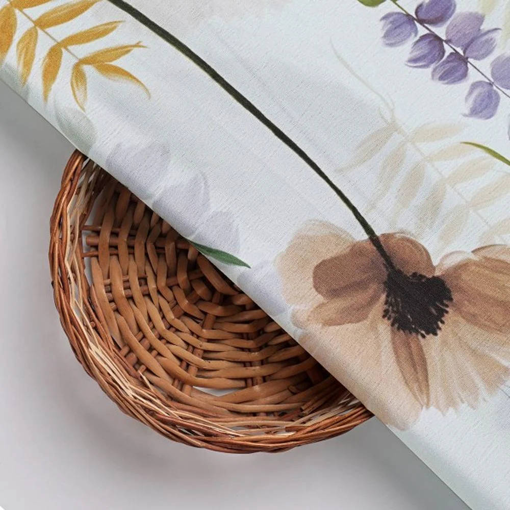 Botanical Floral & Leaves Digital Printed Polyester Fabric - Image 3
