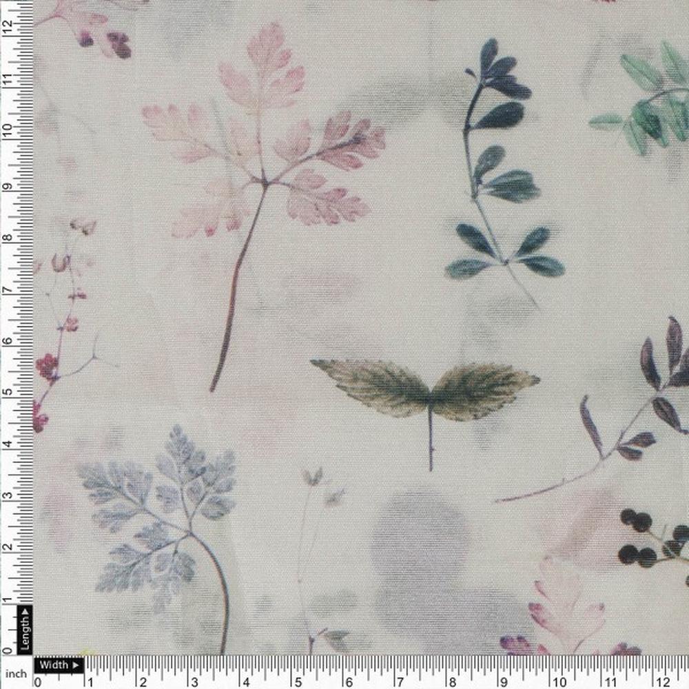 Botanical Leaves & Flora Printed Tusser Silk Fabric - Image 4