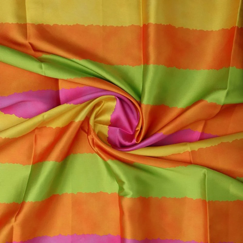 Bright Watercolour Stripes on Smooth Japan Satin Fabric - Image 2
