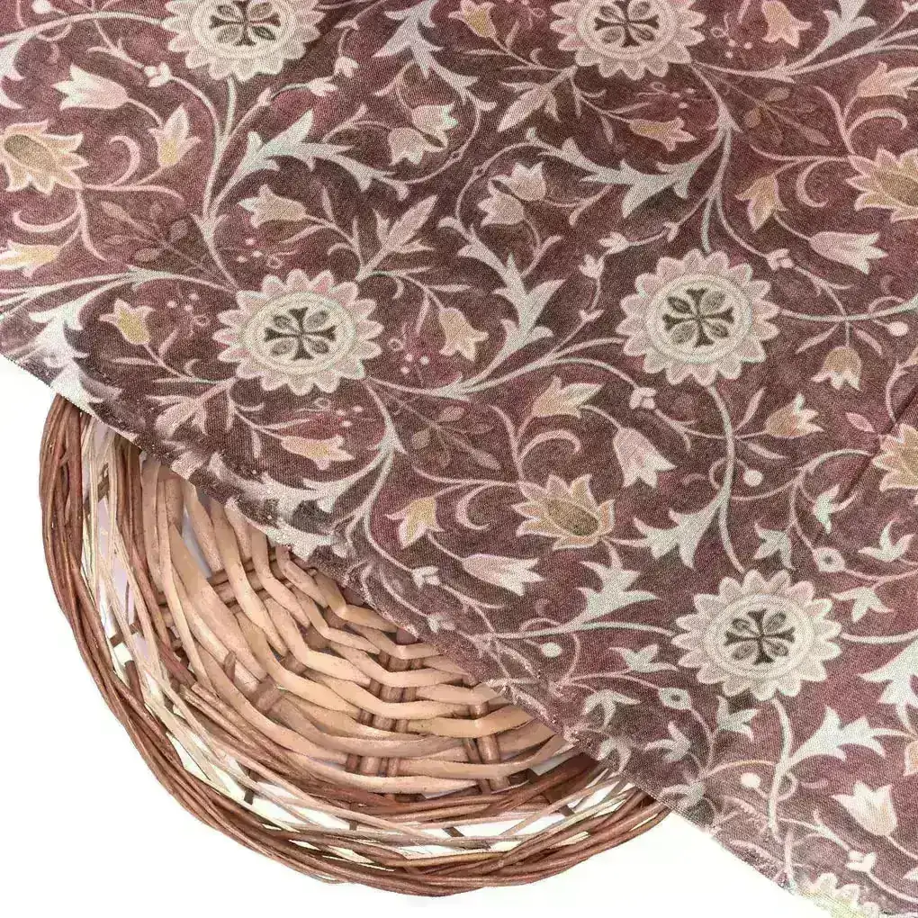 Brown Beautiful Damask Pattern Digital Printed Fabrics - Image 2