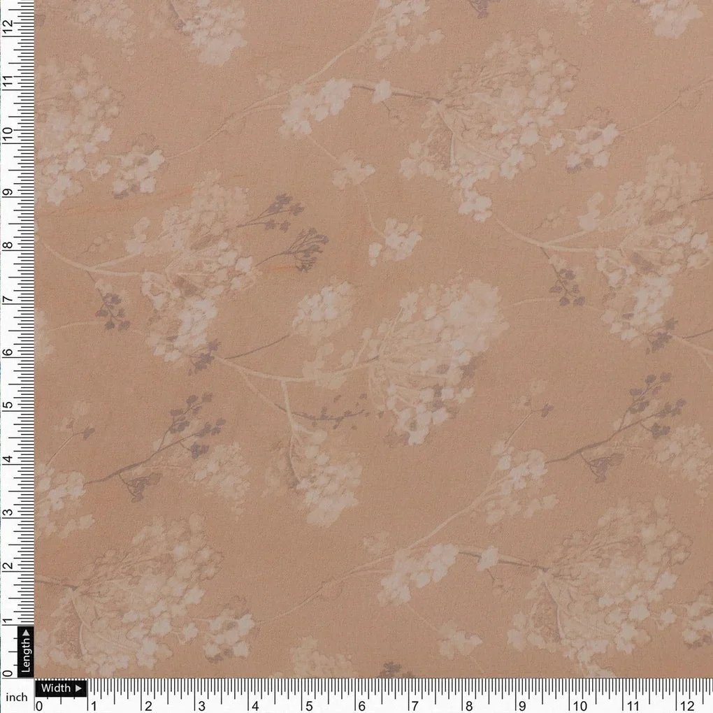 Brown Brush Painted Flower Digital Printed Fabric - Image 4