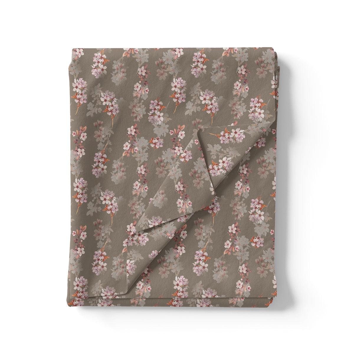 Brown Flower Weightless Printed Fabric - Image 3