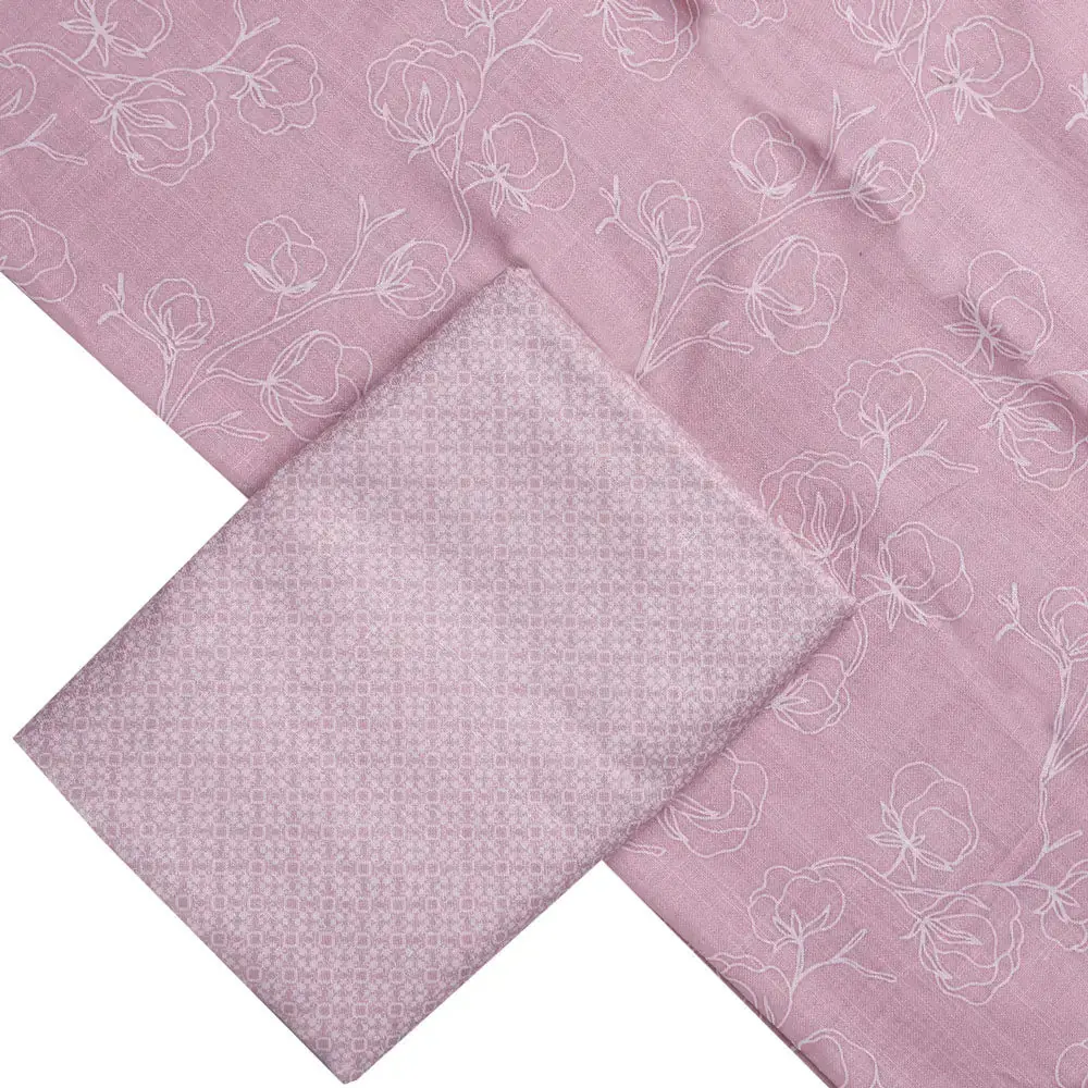 Pink Linen Printed Unstitched Fabric Set (5 Meter Set) - Image 2
