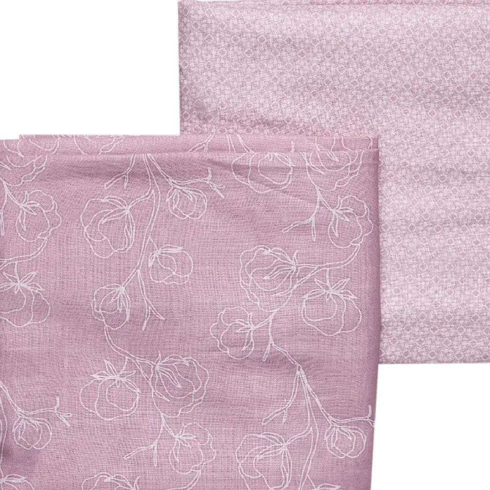 Pink Linen Printed Unstitched Fabric Set (5 Meter Set) - Image 3