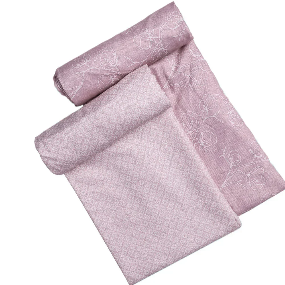 Pink Linen Printed Unstitched Fabric Set (5 Meter Set) - Image 4