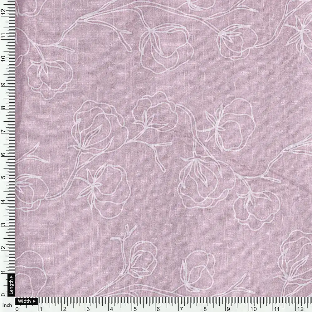 Pink Linen Printed Unstitched Fabric Set (5 Meter Set) - Image 5