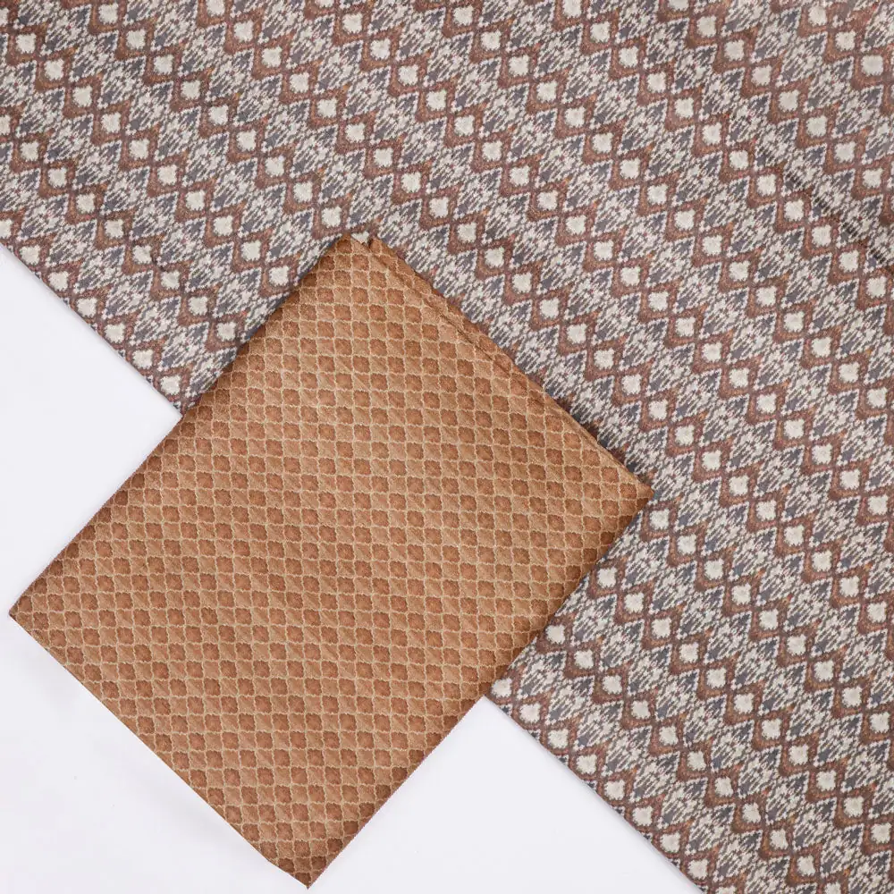 Brown Mul Cotton Printed Unstitched Fabric Set (5 Meter Set) - Image 2