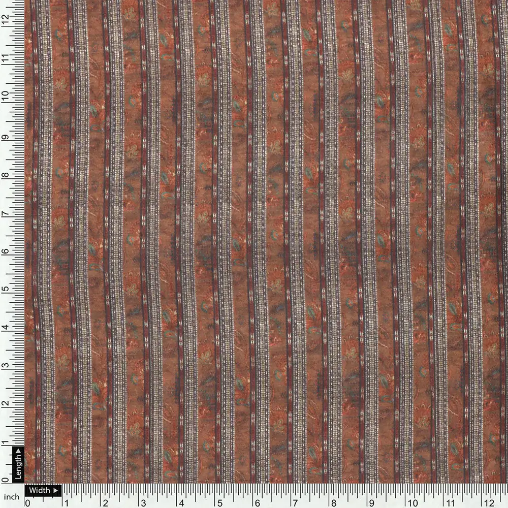 Brown Mul Cotton Printed Unstitched Fabric Set (5 Meter Set) - Image 6