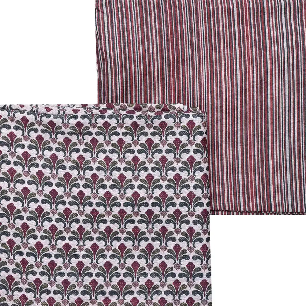 Brown Mul Cotton Printed Unstitched Fabric Set (5 Meter Set) - Image 3