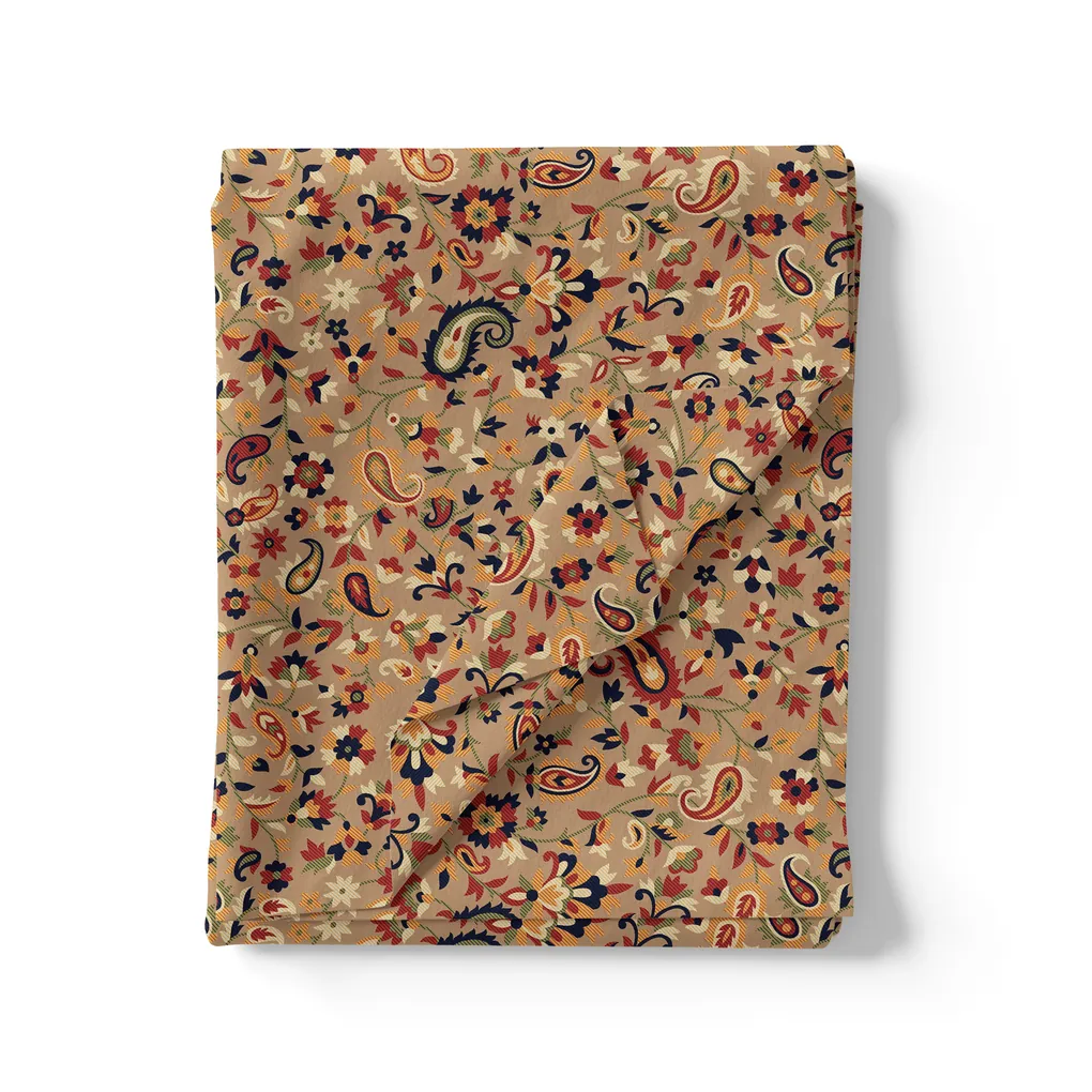 Brown Paisley Pure Georgette Printed Fabric Material - Image 3