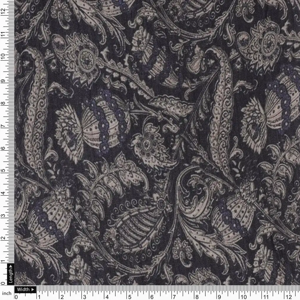 Brown Paisley Seamless Digital Printed Fabric - Image 4