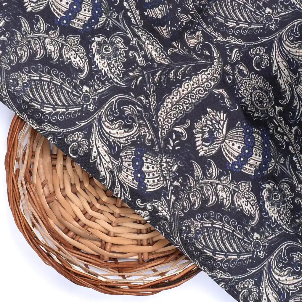 Brown Paisley Seamless Digital Printed Fabric - Image 2