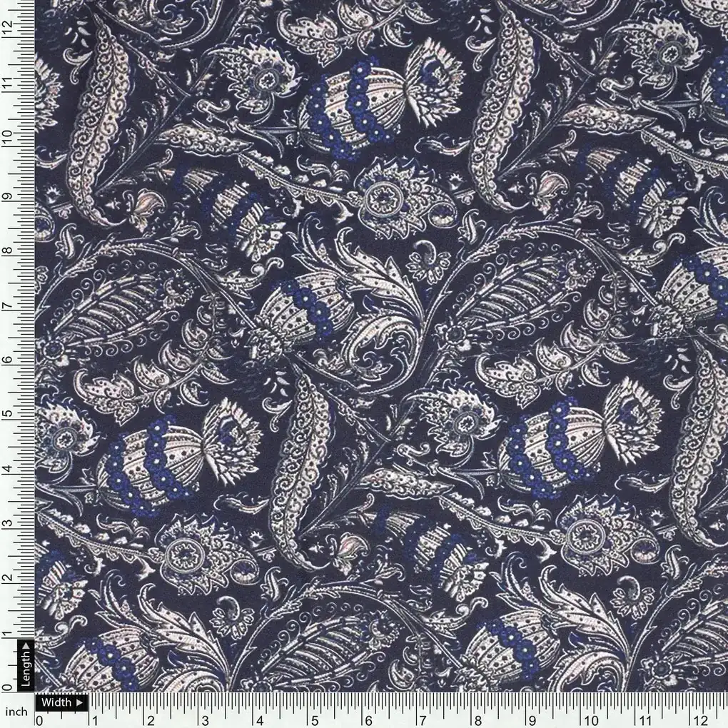 Brown Paisley Seamless Digital Printed Fabric - Image 4