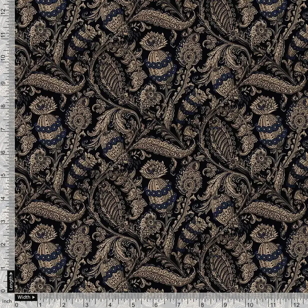 Brown Paisley Seamless Digital Printed Fabric - Image 4