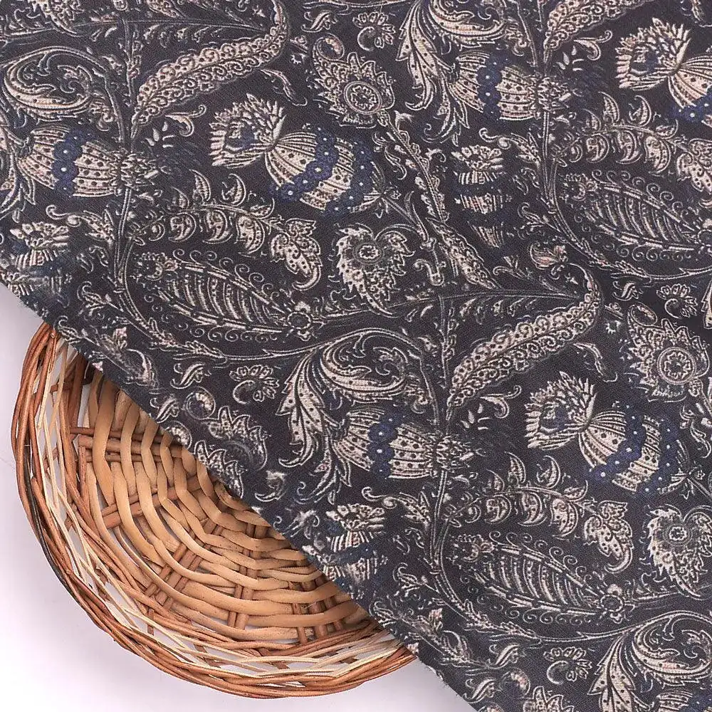 Brown Paisley Seamless Digital Printed Fabric - Image 2