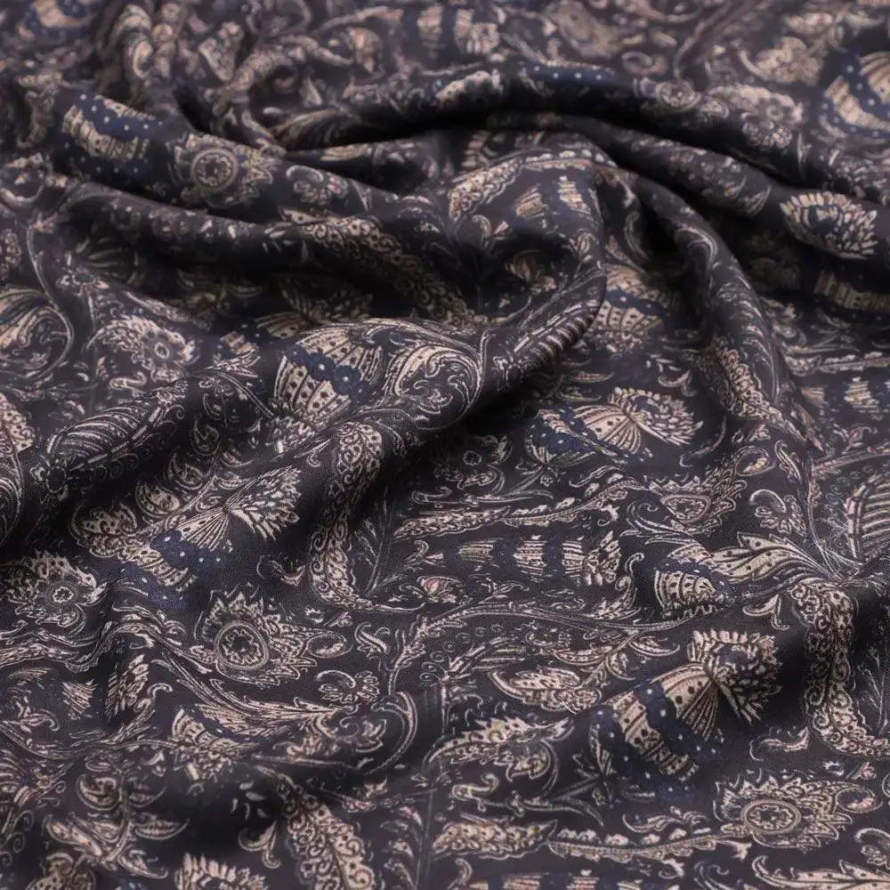 Brown Paisley Seamless Digital Printed Fabric - Image 3