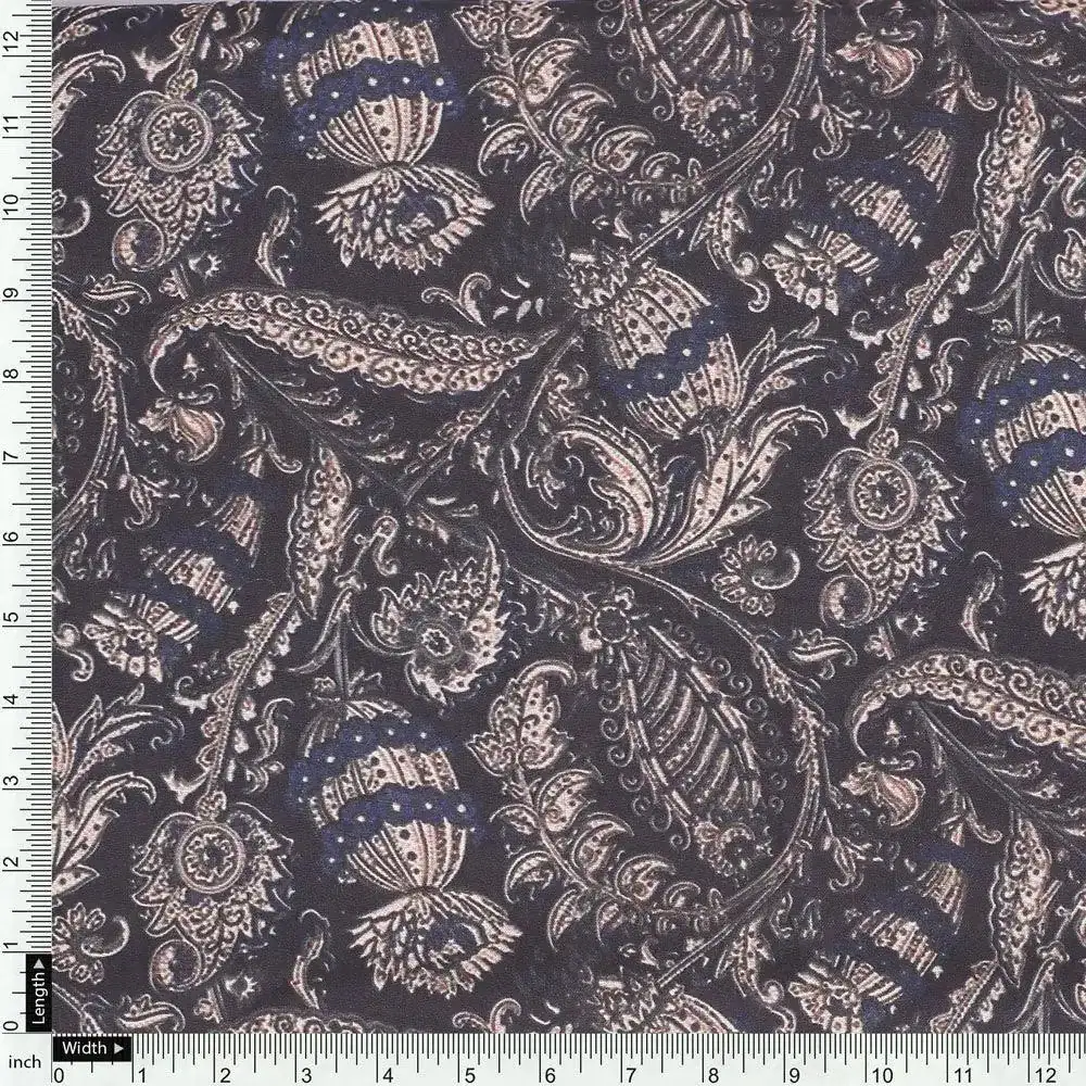 Brown Paisley Seamless Digital Printed Fabric - Image 4