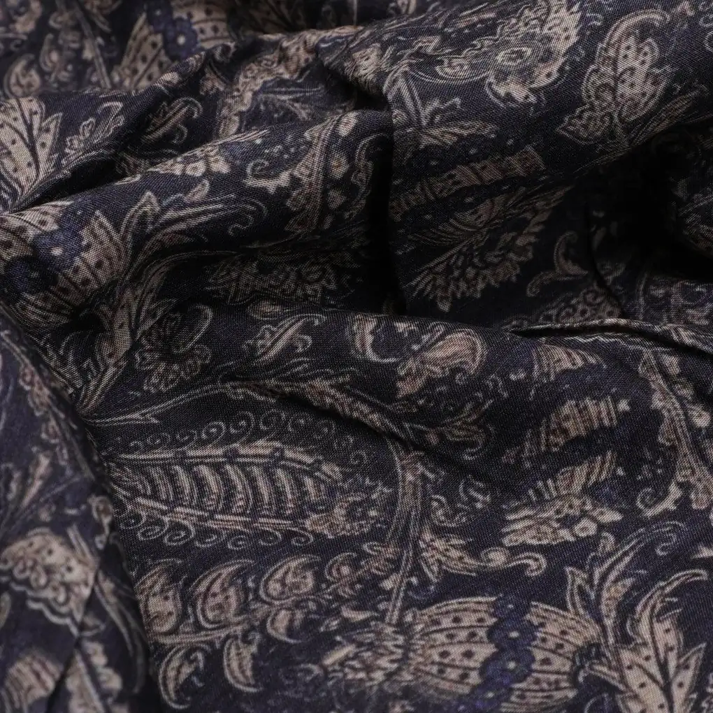 Brown Paisley Seamless Digital Printed Fabric - Pure Muslin - Image 3