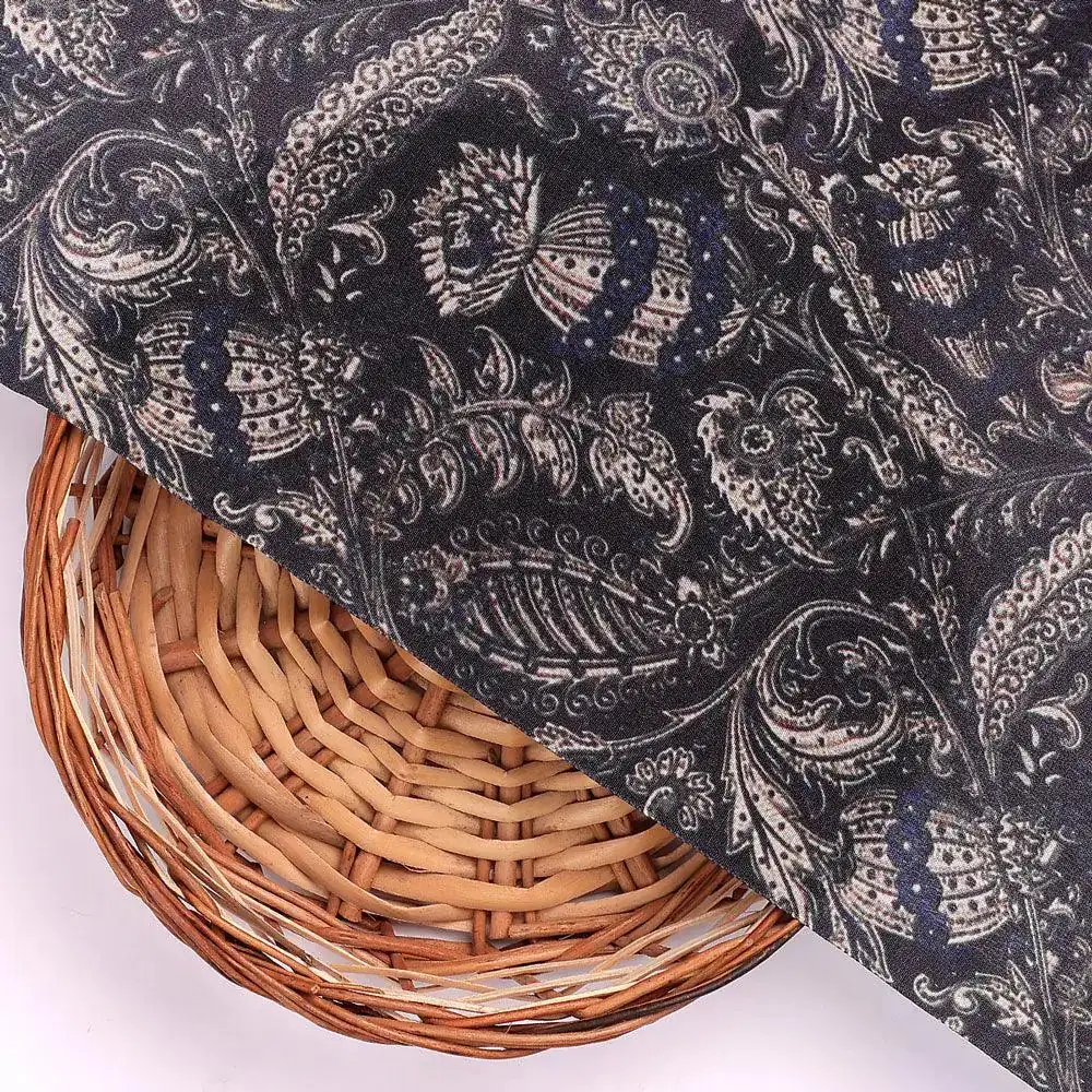 Brown Paisley Seamless Digital Printed Fabric - Image 2
