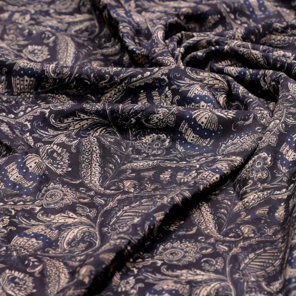 Brown Paisley Seamless Digital Printed Fabric - Image 3
