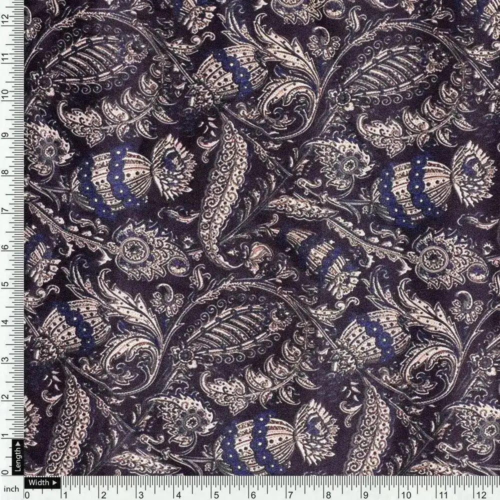 Brown Paisley Seamless Digital Printed Fabric - Image 4